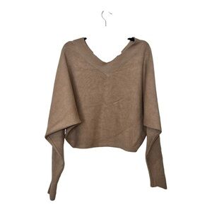 Venti 6 by Velvet Italian Dolman Sleeve V-Neck Sweater Taupe S/M